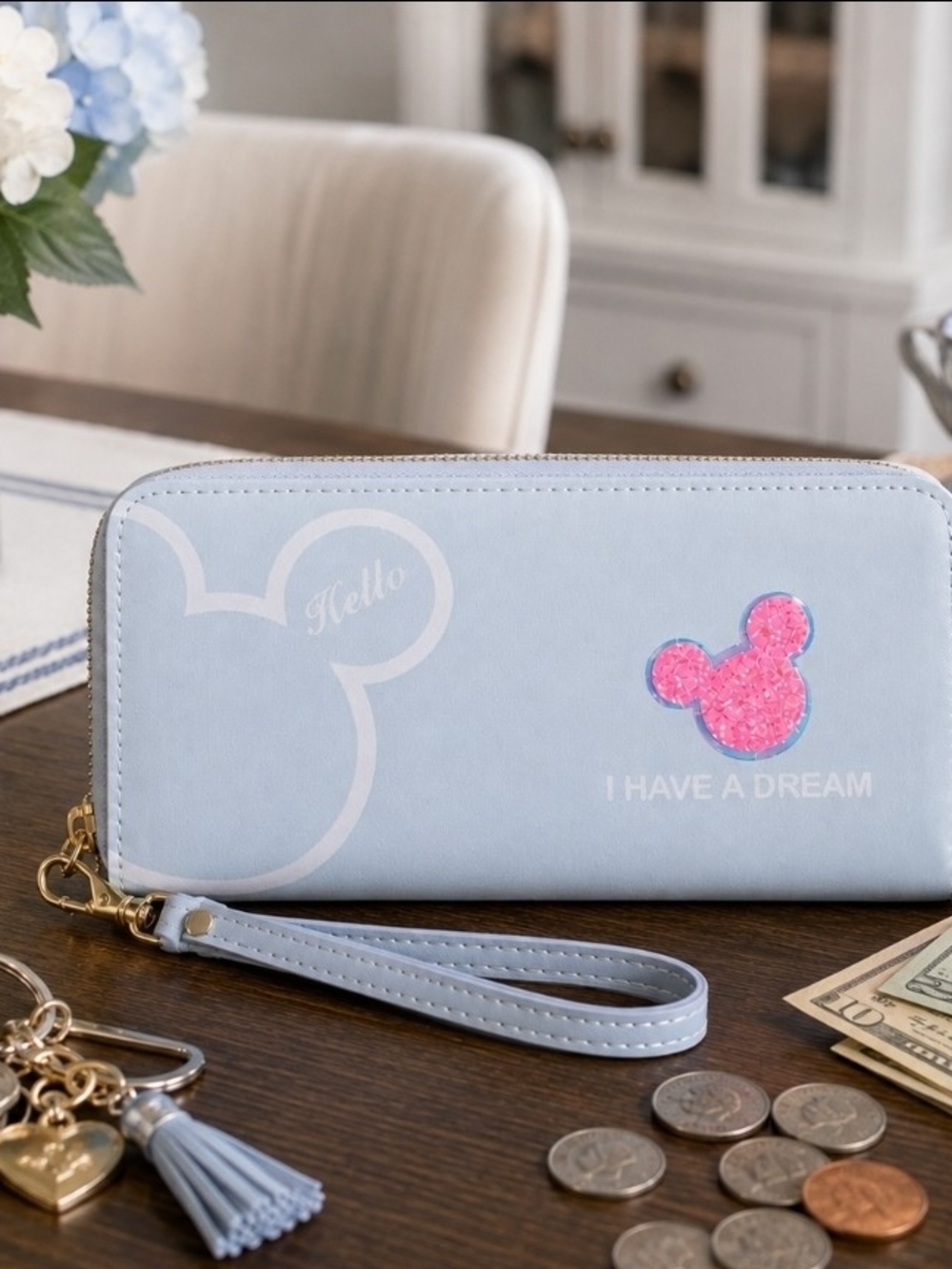 Boutique | Mickey Mouse Inspired “I Have a Dream” Zip Wristlet | NWOT